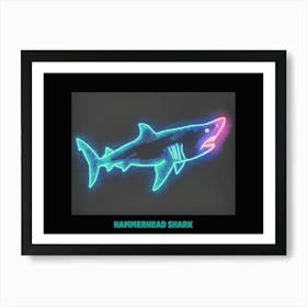 Green Scalloped Hammerhead Neon Shark 2 Poster Art Print