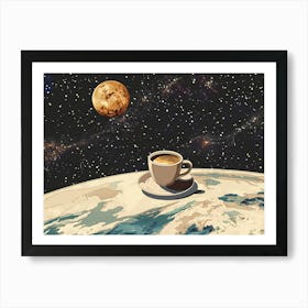 Coffee Cup In Space Minimalist Art Print