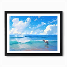 Cow On The Beach 1 Art Print