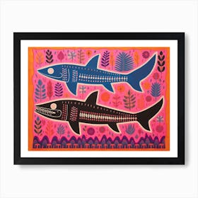 Whale Shark 2 Folk Style Animal Illustration Art Print