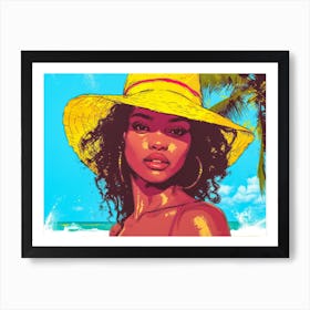 Illustration of an African American woman at the beach 5 Art Print