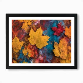 Colorful Autumn Leaves On The Ground Art Print