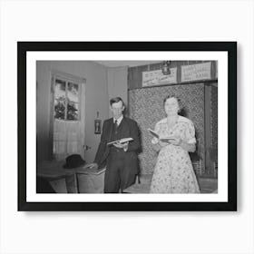 Farmer And His Wife Leading The Singing At Sunday School, Pie Town, New Mexico By Russell Lee Art Print