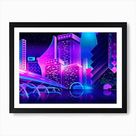 Synthwave Neon City - New York 1 Art Print