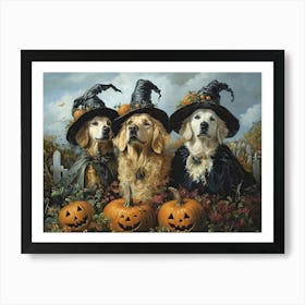 Halloween Golden Retrievers In Oil 22 Art Print