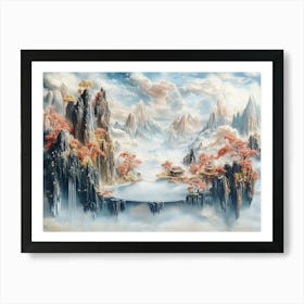 3d Featuring Fantastical Floating Islands And Ethereal Flora Painting Art Print