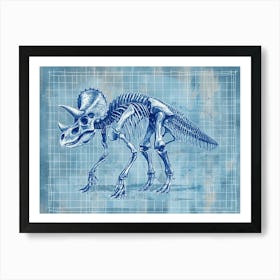 Triceratops Skeleton Hand Drawn Blueprint 1 Art Print