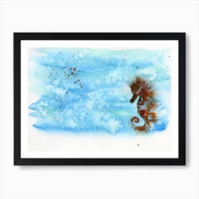 Seahorse In The Ocean Watercolor Painting Art Print