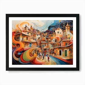 Colorful City Paintings Art Print Art Print