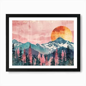 Retro Landscape Illustration 4 Art Print