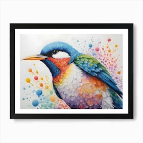 Vintage Kingfisher Bird Watercolor Art Art Print