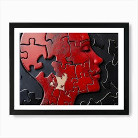 Woman'S Head With Puzzle Pieces Art Print