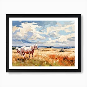 Horses Painting In Big Sky Montana, Usa, Landscape 1 Art Print