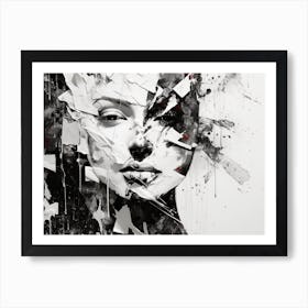 Fractured Identity Abstract Black And White 1 Art Print