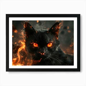 Black Cat On Fire 1 Art Print