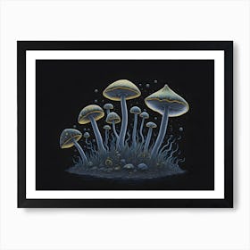 Neon Mushrooms (5) 2 Art Print
