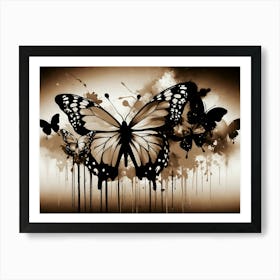 Butterfly In Black And White 1 Art Print