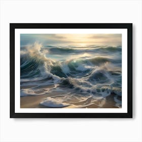 Ocean Crashing Waves Paintings Art Print Art Print