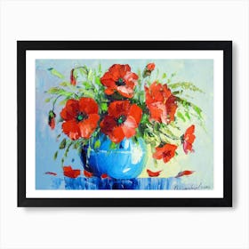 Bouquet of poppies in a vase 1 Póster