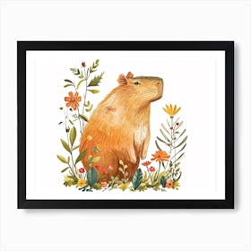 Little Floral Capybara 3 Art Print