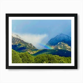 Rainbow Through Mountain Valley Art Print