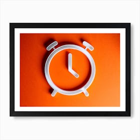Alarm Clock On Orange Background Art Print
