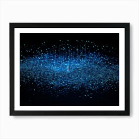 Abstract Digital Painting Featuring A Glowing Geometric Pattern Composed Of Dots And Lines On A Dark Art Print