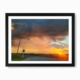 Sunset Over A Road Art Print