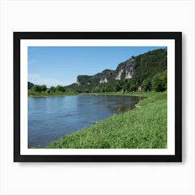 Green meadows along the Elbe river Art Print