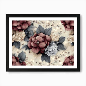 Burgundy Flowers Art Print