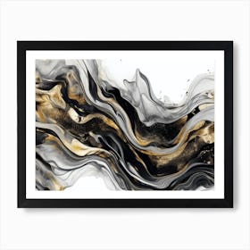 Elegant Black Gold Marble Abstract 1 Art Print