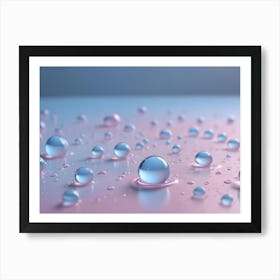 Abstract Image Of Blue Water Droplets On A Blue And Pink Background Art Print