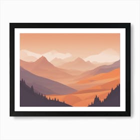 Misty mountains horizontal background in orange tone 21 Art Print