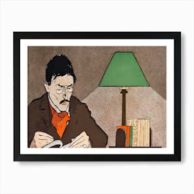 Man Reading A Book Illustration, Edward Penfield Art Print