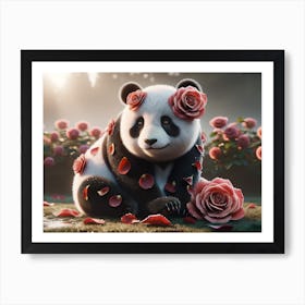 Cute Rose-Panda Art Print