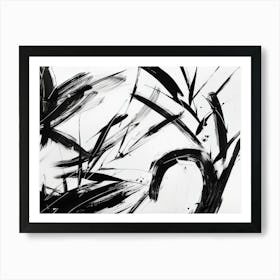 Black And White Brushstrokes Art Print