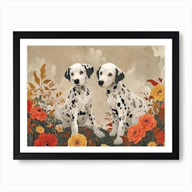 Floral Animal Illustration Dalmatian 1 Art Print