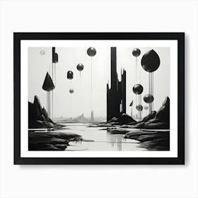 Black And White Abstract Landscape Painting Art Print