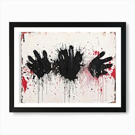 Abstract Painting Featuring Bold Splatters Of Black Ink Grunge Style Silhouettes Emerging Through D (4) Art Print