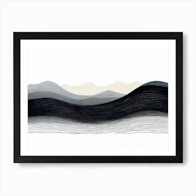 Black And White Mountains, Produce A Monochromatic Abstract Artwork Overlapping Squares And Rectangles Art Print