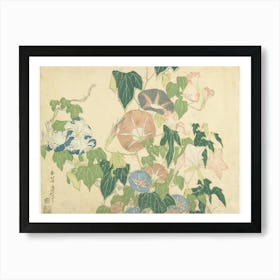 Morning Glories And Tree Frog , Katsushika Hokusai Art Print