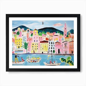 Genoa Italy Cute Watercolour Illustration 3 Art Print