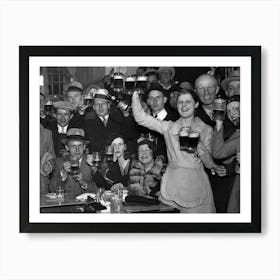 End of Prohibition, Beer, Vintage Black and White Old Photo, Bar Cart Decor Art Print