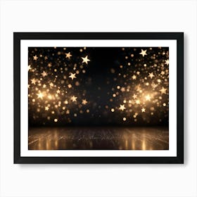 A Dark Background With Golden Stars Scattered Throughout, Creating A Magical And Festive Atmosphere Art Print