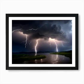 Lightning Over Water Art Print