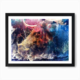 Bull Art Illustration In A Painting Style 04 Art Print