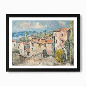 Majestic Peaks Town Painting Inspired By Paul Cezanne Art Print