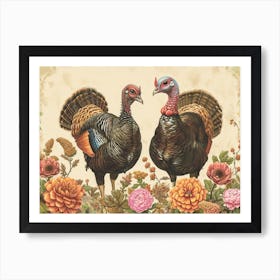 Floral Animal Illustration Turkey 3 Art Print