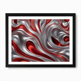 Abstract Red And Silver Background Art Print