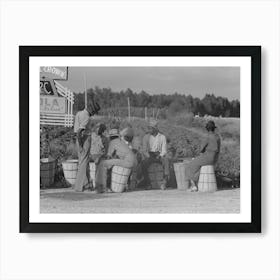 Untitled Photo, Possibly Related To String Bean Pickers Waiting Along Highway For Trucks To Pick Them Up, Ne Art Print